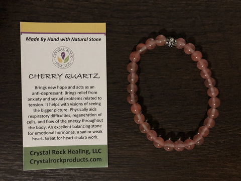 Natural Stone Gem Bracelet 7.5 inch Stretch-Cherry Quartz