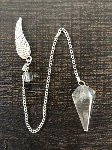 Clear Quartz Pendulum with Wing