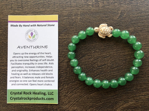 Natural Stone Gem Bracelet 7.5 inch 6mm Stretch-Aventurine