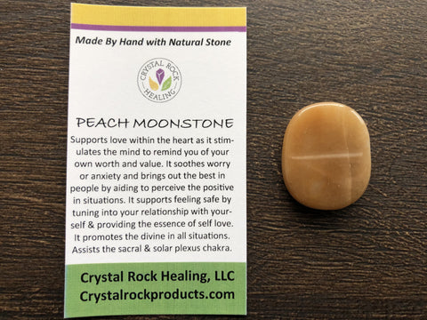 Peach Moonstone Oval Pocket Stone Medium