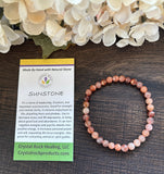 Natural Stone Gem Bracelet 7.5 inch Stretch 6mm Round-Sunstone