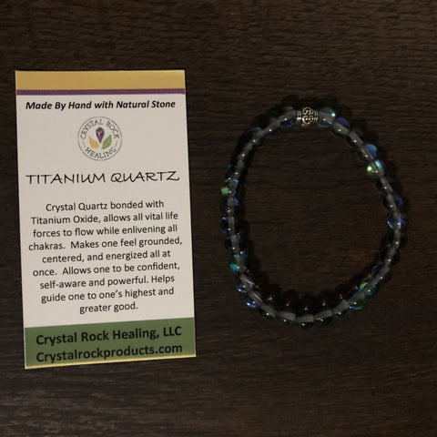 Natural Stone Gem Bracelet 7.5 inch 6mm Stretch - Titanium Quartz