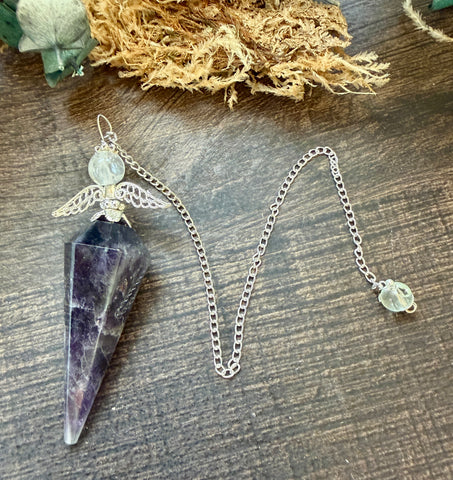 Amethyst Pendulum W/ Angel Wings