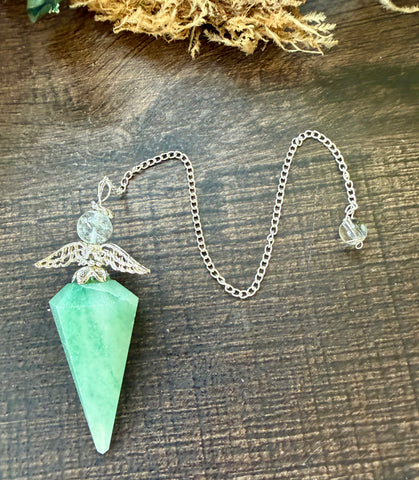 Aventurine Pendulum with Angel Wings