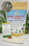 Bath Blend Organic- Sore Muscle and Joint with Muslin Bag and Stone