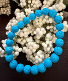 Natural Stone Gem Bracelet 7.5 inch 8mm Stretch-Blue Lava