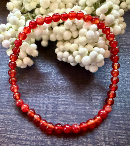 Natural Stone Gem Bracelet 7.5 inch 4mm Stretch-Carnelian