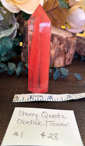 Cherry Quartz Obelisk Tower #1