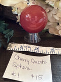 Cherry Quartz Obelisk Sphere #1