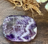 Chevron Amethyst Large Oval Pocket Stone