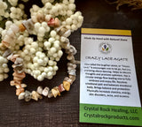 Natural Stone Chip Bracelet 7.5 inch Stretch -Crazy Lace Agate