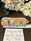 Crazy Lace Agate Obelisk Tower #6