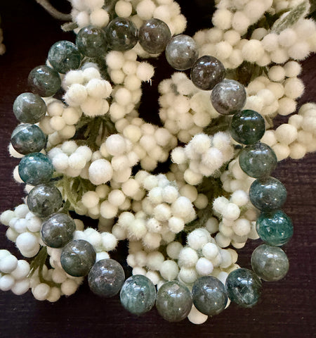 Natural Stone Gem Bracelet 7.5 inch 8mm Stretch -Green Apatite