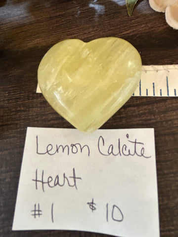 Lemon Calcite Heart #1