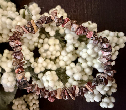 Natural Stone Chip Bracelet 7.5 inch stretch-Leopard Jasper