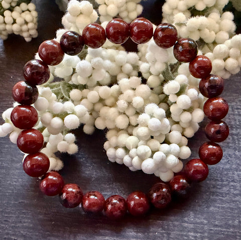 Natural Stone Gem Bracelet 7.5 inch 8mm Stretch- Mahogany Obsidian