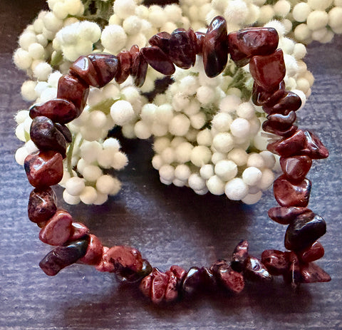Natural Stone Chip Bracelet 7.5 inch Stretch- Mahogany Obsidian