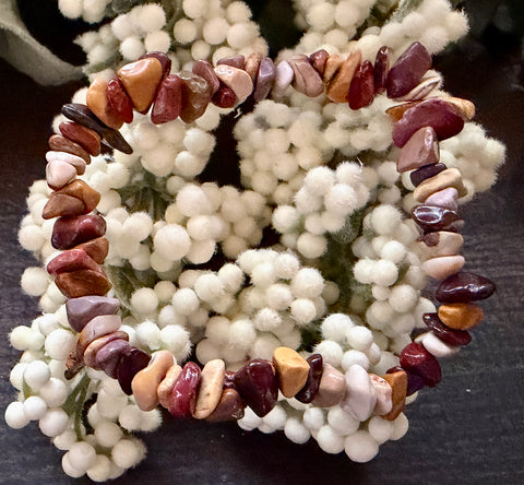 Natural Stone Chip Bracelet 7.5 inch Stretch-Mookaite