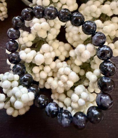 Natural Stone Gem Bracelet 7.5 inch 8mm Stretch -Mystical Merlinite
