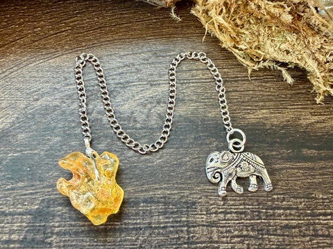 Amber Pendulum W/ Elephant
