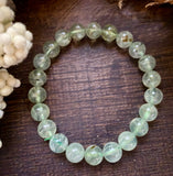 Natural Stone Gem Bracelet 7.5 inch 8mm Stretch -Prehnite