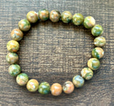 Natural Stone Gem Bracelet 7.5 inch 8mm Stretch-Rainforest Jasper