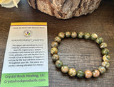 Natural Stone Gem Bracelet 7.5 inch 8mm Stretch-Rainforest Jasper