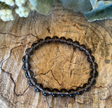 Natural Stone Gem Bracelet 7 inch Stretch-Smokey Quartz