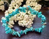Natural Stone Chip Bracelet 7.5 inch Stretch-Turquoise Howlite