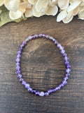 Natural Stone Gem Bracelet 7 inch 4mm Stretch-Amethyst