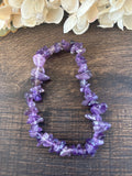 Natural Stone Chip Bracelet 7 inch Stretch-Amethyst