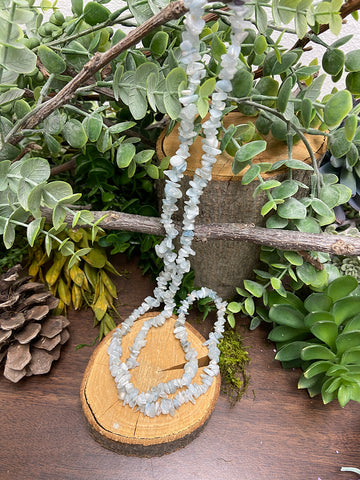 Natural Stone Chip Necklace 34-35"- Aquamarine
