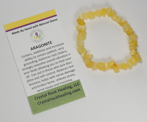 Natural Stone Chip Bracelet 7 inch Stretch-Aragonite