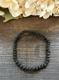 Natural Stone Gem Bracelet 7 inch 4mm Stretch-Black Lava