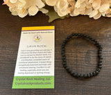 Natural Stone Gem Bracelet 7 inch 4mm Stretch-Black Lava