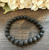 Natural Stone Gem Bracelet 7 inch 8mm Stretch-Black Lava