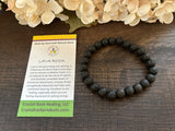 Natural Stone Gem Bracelet 7 inch 8mm Stretch-Black Lava