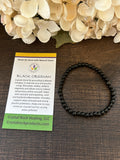 Natural Stone Gem Bracelet 7 inch 4mm stretch-Black Obsidian