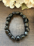 Natural Stone Gem Bracelet 7 inch stretch-Black Obsidian Chunk