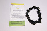 Natural Stone Chip Bracelet 7 inch stretch-Black Obsidian