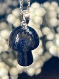 Metal Chain Necklace - Blue Goldstone Mushroom
