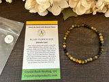 Natural Stone Gem Bracelet 7 inch 4mm Stretch -Blue Tiger's Eye