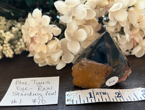 Blue Tigers Eye Raw Standing Point #1