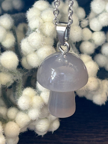 Metal Chain Necklace - Botswana Agate Mushroom