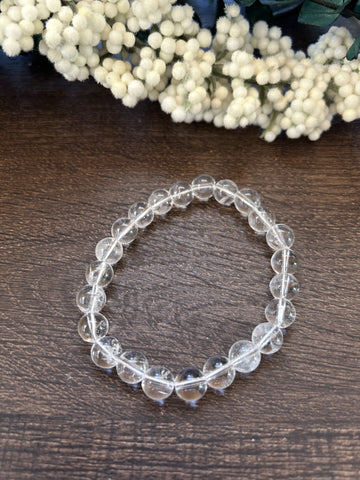 Natural Stone Gem Bracelet 7 inch 8mm Stretch-Clear Quartz