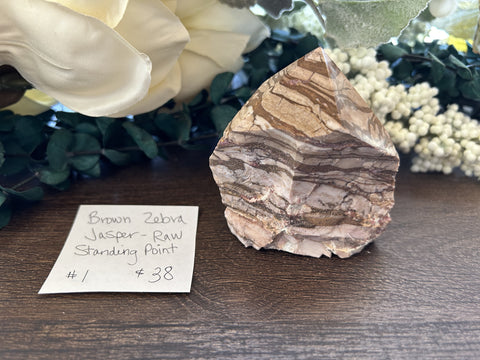 Brown Zebra Jasper Raw Standing Point #1