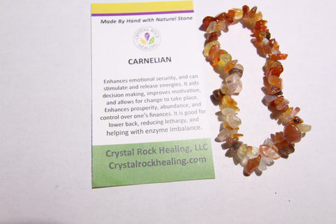 Natural Stone Chip Bracelet 7 inch stretch-Carnelian