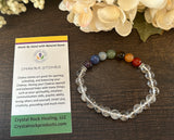Natural Stone Gem Bracelet 7 inch 8mm Stretch -Chakra with Clear Quartz