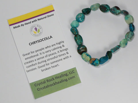 Natural Stone Gem Bracelet 7 inch Stretch-Chrysocolla