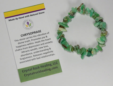 Natural Stone Chip Bracelet 7 inch Stretch-Chrysoprase